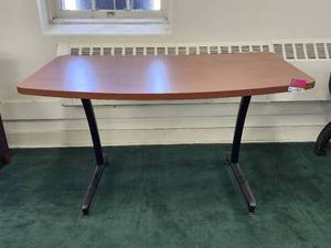 lot 48697 image: Wooden Desk W Metal Legs