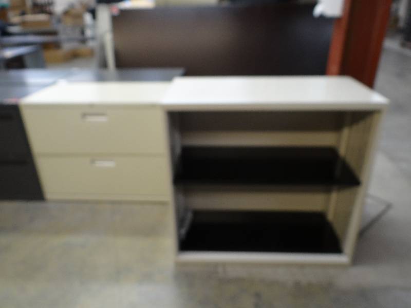 1 Beige 1 Gray Lateral Filing Cabinet Metal Cabinet Surplus