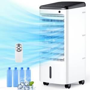 lot 49355 image: Cozzyben Air Conditioner Portable No Window Ventless Ac Unit Ductless Evaporative Swamp Cooler Ice Fan 4 Ice Pack 12H Timer Removable Water Tank for Room Bedroom Indoor - Retail $99.99