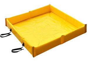 lot 49360 image: Berm Portable ContainmentWall Containment BermFolding Duck PondLeak ContainmentCat Litter Boxes, 48 x 48 x 5, Yellow - Retail $96.98