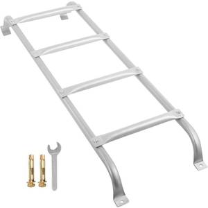 lot 49362 image: HomiShare Egress Ladder 4-Step Basement Egress Ladder, 400LBS Load Capacity Metal Basement Ladder, 53x15.5(LxW) Egress Window Ladder with Silver Polished Surface Use for Egress Window Well - Retail $105.98