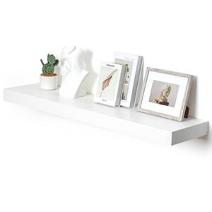 lot 49365 image: FLYJOE 12 Inch Deep Floating Shelves for Wall, 48 Inch Large Floating Shelf White, 48W x 12D White Wood Wall Shelves for Living Room Bathroom Laundry Room Bedroom Kitchen Home Office - White