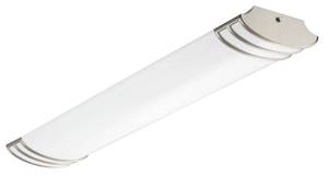 lot 49370 image: Lithonia Lighting 10813 BN 4-Foot Futra Linear T8 Design Fluorescent for Kitchen Attic Basement Home 2850 Lumens, 120 Volts, 32 Watts, Wet Listed, Brushed Nickel,White - Retail $111.92