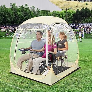 lot 49373 image: Eapele Sports Tent, Instant Pop-Up Tent Shelter, 63x63x63H Outdoor Clean Bubble Tent, Provides Rain Tent Protection for Watching Sports Events, Camping, Fishing, Cheering, and Parades - Retail $129.11