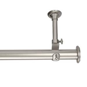 lot 49377 image: YunNephele Ceiling Curtain Rod 56-108 inch Nickel Brushed,Adjustable Metal Single Window Curtain Rods Set,1 inch diameter HangingWall Mount Drapery Rod