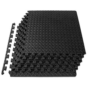 lot 49399 image: ProsourceFit Puzzle Exercise Mat � in, EVA Interlocking Foam Floor Tiles for Home Gym, Mat for Home Workout Equipment, Floor Padding for Kids, Black, 24 in x 24 in x � in, 24 Sq Ft - 6 Tiles