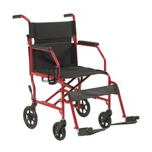 lot 49417 image: Panana Ultra Lightweight Foldable Transport Wheelchair for Adults,19-Inch Seat Width,Portable Folding Travel Wheelchair (Red)