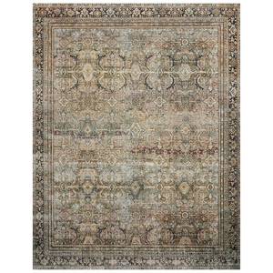 lot 49442 image: Loloi II Layla Printed Oriental Distressed Olive  Charcoal 9 -0 x 12 -0 Area Rug - Retail $1239