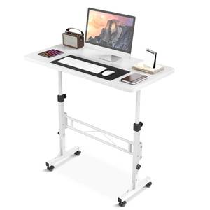 lot 49444 image: Small Standing Desk Adjustable Height, Mobile Stand Up Desk with Wheels, 32 Inch Portable Rolling Desk Small Computer Desk, Portable Laptop Desk Standing Table Sit Stand White