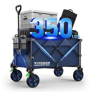 lot 49450 image: VIVOSUN Collapsible Folding Wagon, 300lb Load-Bearing Outdoor Utility Cart with Silent Universal Wheels, Cup Holders &Side Pockets, Adjustable Handle, for Camping, Garden, Sports, Picnic, Shopping - Retail $100.08