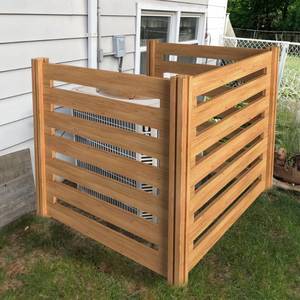 lot 49451 image: Beimo Air Conditioner Fence Wood Composter Bin 3 Panels 36 L x 36 W x 36 H Privacy Screens Fence Panels for Outside��Outdoor Trash Can Pool Equipment Enclosure Panels - Retail $126.37