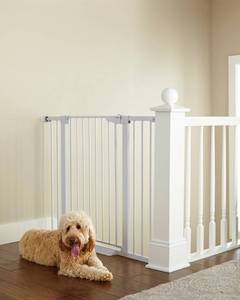 lot 49454 image: Cumbor 36 Extra Tall Baby Gate for Dogs and Kids with Wide 2-Way Door, 29.7- 46 Width, and Auto Close Personal Safety for Babies and Pets, Fits Doorways, Stairs, and Entryways, White
