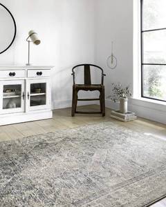 lot 49474 image: Loloi II Teagan Collection TEA-04 SkyNatural 5-3 x 7-6, .25 Thick, Area Rug, Soft, Durable, Neutral, Woven, Low Pile, Non-Shedding, Easy Clean, Living Room Rug - Retail $76.1