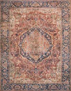 lot 49475 image: Loloi LAYLA Collection, LAY-08, Red  Navy, 2-6 x 12-0, .13 Thick, Runner Rug, Soft, Durable, Vintage Inspired, Distressed, Low Pile, Non-Shedding, Easy Clean, Printed, Living Room Rug