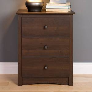 lot 49491 image: Prepac Fremont Nightstand - Espresso Wood Composite, 3 Storage Drawers, Bedroom Furniture - Retail $243