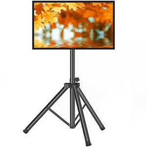 lot 49493 image: Tripod TV Stand for 23-75 inch Flat ScreenCurved TVs up to 100 lbs, Outdoor TV Stand with �15° Tilt, Height Adjustable Portable TV Stand with Safety Design, Max VESA 600x400m, Black