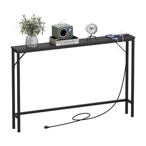 lot 49495 image: Tohomeor 5.9 Skinny Behind Sofa Console Table with Charging Station Charcoal Black 47.2 Narrow Long Behind Couch Table with Power Outlets USB Ports Thin Entry Table for Entryway Living Room Hallway