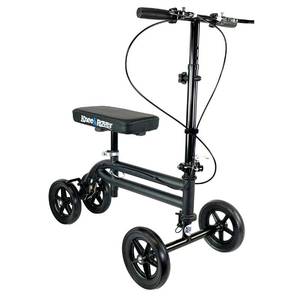 lot 49512 image: KneeRover Economy Knee Scooter Steerable Knee Walker for Adults for Foot Surgery, Broken Ankle, Foot Injuries - Foldable Knee Rover Scooter for Broken Foot Injured Leg Crutch with Dual Brakes (Black) - Retail $112.92