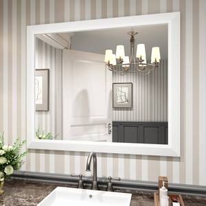 lot 49522 image: Amorho Bathroom Mirror, 40x36 Inch White Thick Metal Framed Wall Mirrors for Over Sink, Bedroom, Living Room, Entryway, Rectangle Wall-Mounted Mirrors(HorizontalVertical).
