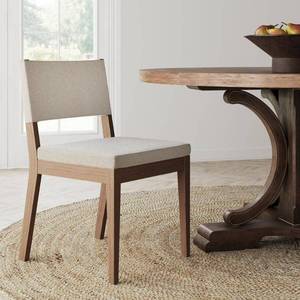 lot 49542 image: 44 Linus Wood Sling Back Chair with Cushion, Flax Upholstery - Nathan James Easy 20 Min Assembly - Retail $129.99