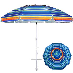 lot 49554 image: AMMSUN 8FT Large Beach Umbrella with sand anchor, Heavy Duty High Wind Portable Outdoor Umbrella UPF50 UV Protection,Air Vents, Tilt Pole, Windproof Sun Shelter for Patio Garden Beach Pool Backyard