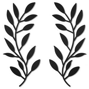 lot 31006 image: Zhengmy 2 Pieces Metal Tree Leaf Wall Decor Vine Olive Branch Leaf Wall Art Wrought Iron Scroll Above The Bed, Living Room, Outdoor Decoration (Black)