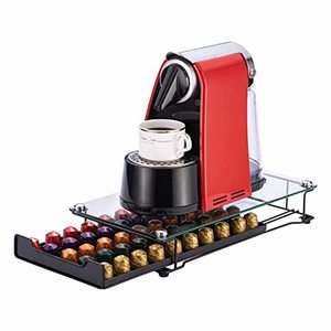lot 31007 image: Flagship for Nespresso Pod Holder Coffee Pod Storage for Original Pod with Crystal Tempered Glass Top(50 Pods Capacity)