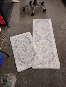 lot 31028 image: OTOB Kitchen Mat Anti Fatigue 2 Pieces Blue Kitchen Rugs Non Slip Waterproof Kitchen Floor Mats Cushioned Boho Kitchen Runner Rug Comfort Memory Foam Kitchen Mats for Floor,Front of Sink,Laundry Room