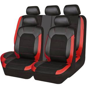 lot 31044 image: CAR PASS Universal Leather car seat Covers Sport fits Most Cars, SUVs, Trucks, and Vans (Full Set, Black Red)