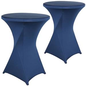 lot 31055 image: Jusmate 2 Pack 32x43 Inch Navy Blue Spandex Cocktail Table Covers, Fitted Round Cocktail Tablecloth, Stretch Highboy Table Cover Cloth for Wedding, Party, Banquet, Event