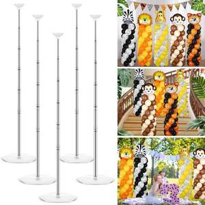 lot 31071 image: 5 Sets Balloon Stand Kits for Floor 205pcs Jungle Safari Animals Balloon Column Kit Adjustable Balloon Column Stand Kit Metal Tower Pillar with Bases for Birthday Wedding Baby Shower Party Decor
