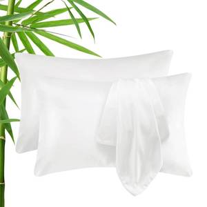 lot 31086 image: CozyLux Cooling Pillow Cases King - Rayon Derived from Bamboo White Pillowcase Set of 2, Soft Silky Breathable Pillow Covers with Envelope Closure for Hot Sleepers & Night Sweats, 20x40 Inches