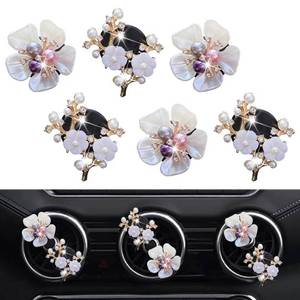 lot 31092 image: Bling Flower Air Vent Clips, 6 Pcs Cute Daisy Car Air Fresheners Vents Clips Car Diffuser Rhinestone Car Interior Decoration Charm Diamond Car Decor Bling Car Accessories for Women Girls