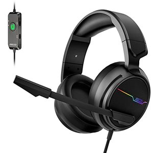 lot 31095 image: Jeecoo V20U USB Pro Gaming Headset for PC - 7.1 Surround Sound Headphones with Noise Cancelling Microphone- Memory Foam Ear Pads for Laptop Computers