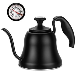 lot 31130 image: Chefbar Tea Kettle with Thermometer for Stove Top Gooseneck Kettle, Pour Over Coffee Kettle, Tea Pot Stovetop Teapot, Hot Water Heater Boiler for Camping, Home & Kitchen, Matte Black - 0.8 Liter28oz