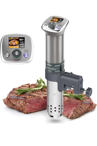lot 31140 image: KitchenBoss Sous Vide Cooker Machine Ultra-Quiet Built-in LCD Recipes IPX7 Waterproof Circulator Cooker Brushless DC Motor 1100 Watts Immersion Circulator Sous Vide Cooking Machine G320, Silver