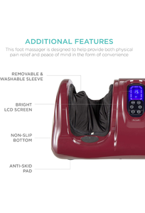 lot 31147 image: Best Choice Products Foot Massager Machine Shiatsu Foot Massager, Therapeutic Reflexology Kneading and Rolling for Feet, Ankle, High Intensity Rollers, Remote, Control, LCD Screen - Burgundy