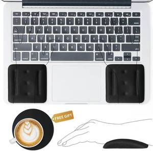 lot 31169 image: VAGAU Wrist Rests for Laptop, Laptop Wrist Support for Keyboard and Mouse, Ergonomic Memory Foam Wrist Pads for Laptop, Office, Computer, Comfortable Typing Wrist Pain & Carpal Tunnel Relief (Black)