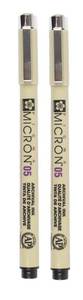 lot 31178 image: SAKURA PIGMA MICRON 05 FINELINER PEN, 0.45MM LINE WIDTH, PACK OF 2 (Black)