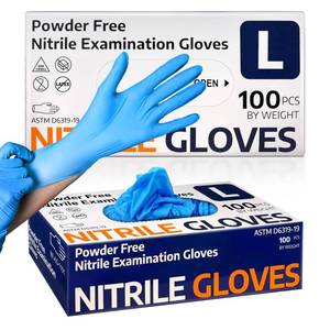 lot 52878 image: Supmedic Nitrile Exam Glove, 3.5 mil Disposable Medical Gloves Powder-Free Latex-Free, Box of 60 pcs (Blue) (Large)