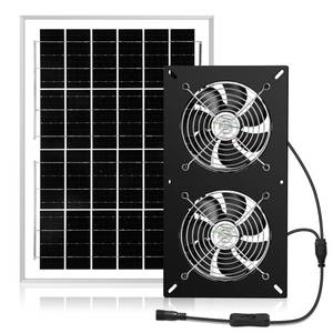 lot 52879 image: Fanspex IP67 Waterproof 15W Solar Panel Powered Dual Fan Kit for Chicken Coop, Greenhouse, Shed Air Circulation Intake or Exhaust Air, -13to 140 for Outdoor Use