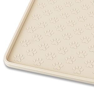 lot 52880 image: Ptlom Silicone Pet Placemat for Dog and Cat, Waterproof Non-Slip Pet Feeding Bowl Mats for Food and Water, Small Medium Large Tray Mat Prevent Residues from Spilling to Floor, Beige, 24.5 16.5
