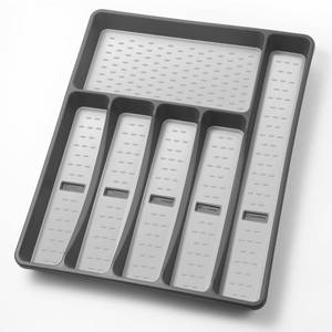 lot 52885 image: CherHome Silverware Organizer with Cutlery IconsSilverware Tray for Kitchen DrawerPlastic Flatware Tableware Silverware Drawer Organizer Utensil Organizer with Non-slip TPR Linings6-Compartment