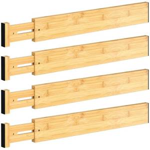 lot 52898 image: Drawer Divider, 4 PCS Bamboo Drawer Dividers Organizers, Adjustable Drawer Dividers for Clothes, Kitchen Drawer Divider, Dresser Drawer Divider, Drawer Separators, 17-22 Expandable Drawer Divider