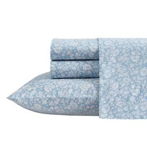 lot 52909 image: Laura Ashley - Full Sheets, Cotton Percale Bedding Set, Lightweight & Breathable Home Decor (Heirloom Ditzy Blue, Full)