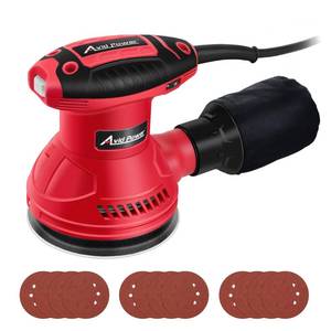 lot 52917 image: AVID POWER Orbital Sander 3.0 Amp 5 Inch Electric Sander Tool 6 Variable Speeds Random Orbit Sander for Woodworking, 7000-14000 RPM, 12 Pcs Sandpapers