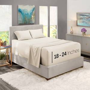 lot 52929 image: Nestl Extra Deep Pocket Sheets - Fits Mattress 18-24 Inches Deep, Extra Deep Pocket Queen Sheets Sets, 4 Piece Queen Size Sheets, Queen Sheets Deep Pocket, Off White Sheets Queen