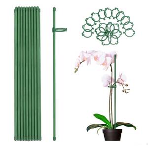 lot 52937 image: Plant Stakes Green Adjustable Garden Single Stem Plant Support Stakes,17 Pcs Plant Support Sticks with Rings for Indoor and Outdoor Plants,Flowers,Tomatoes-18 inches