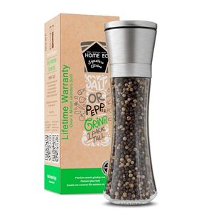 lot 52948 image: HOME EC Original Stainless Steel Salt or Pepper Grinder 1pk - Adjustable Ceramic Sea Salt Grinder or Pepper Grinder - Tall Glass Salt or Pepper Shakers Pepper Mill or Salt Mill wEBook