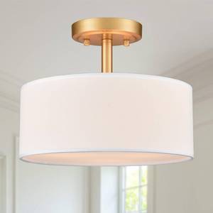 lot 52961 image: AXILAND Modern Light Fixture Ceiling Mount Flush Mount Drum Ceiling Light Fixture 3 Light Gold Semi Flush Mount Ceiling Light for Hallway Bedroom Entryway Foyer Office